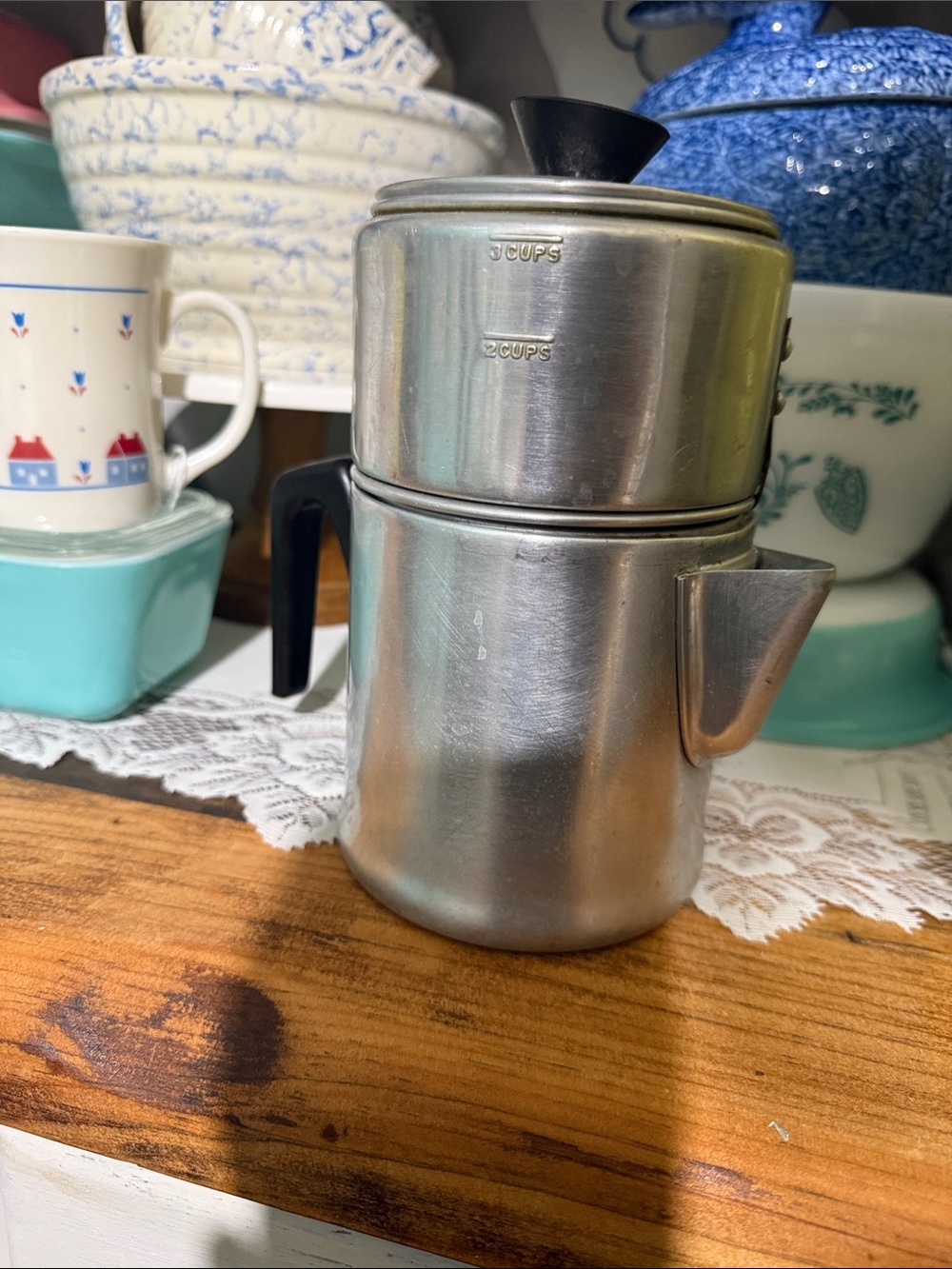 Vintage aluminum drip o lator coffee pot maker stovetop
